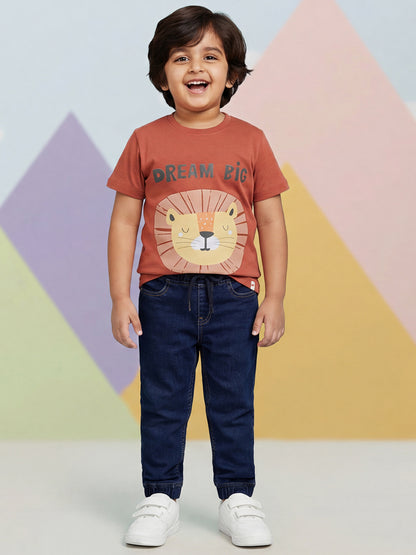 Indigo Cotton Comfortable and Stretchable Jogger Jeans  for Boys