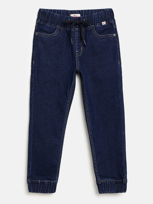 Indigo Cotton Comfortable and Stretchable Jogger Jeans  for Boys