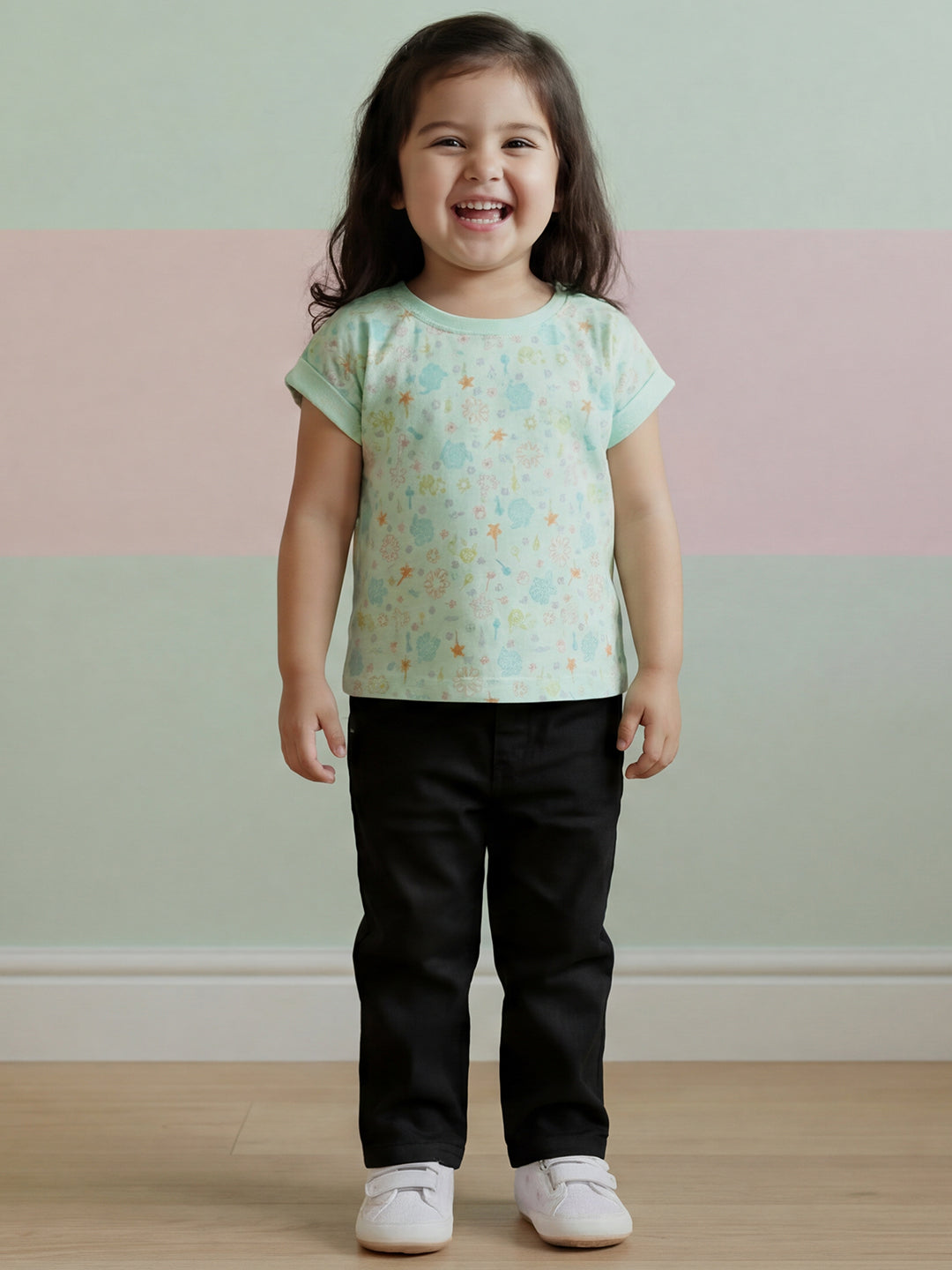 Black 100% Cotton Comfortable and Stylish Wide Leg Jeans for Girls