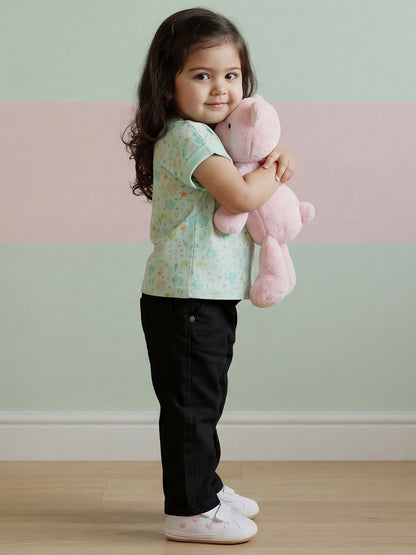 Black 100% Cotton Comfortable and Stylish Wide Leg Jeans for Girls