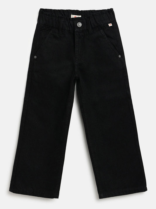 Black 100% Cotton Comfortable and Stylish Wide Leg Jeans for Girls