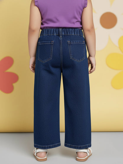 Indigo 100% Cotton Comfortable and Stylish Wide Leg Jeans for Girls