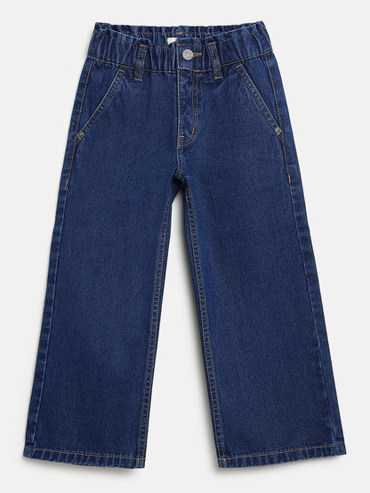 Indigo 100% Cotton Comfortable and Stylish Wide Leg Jeans for Girls