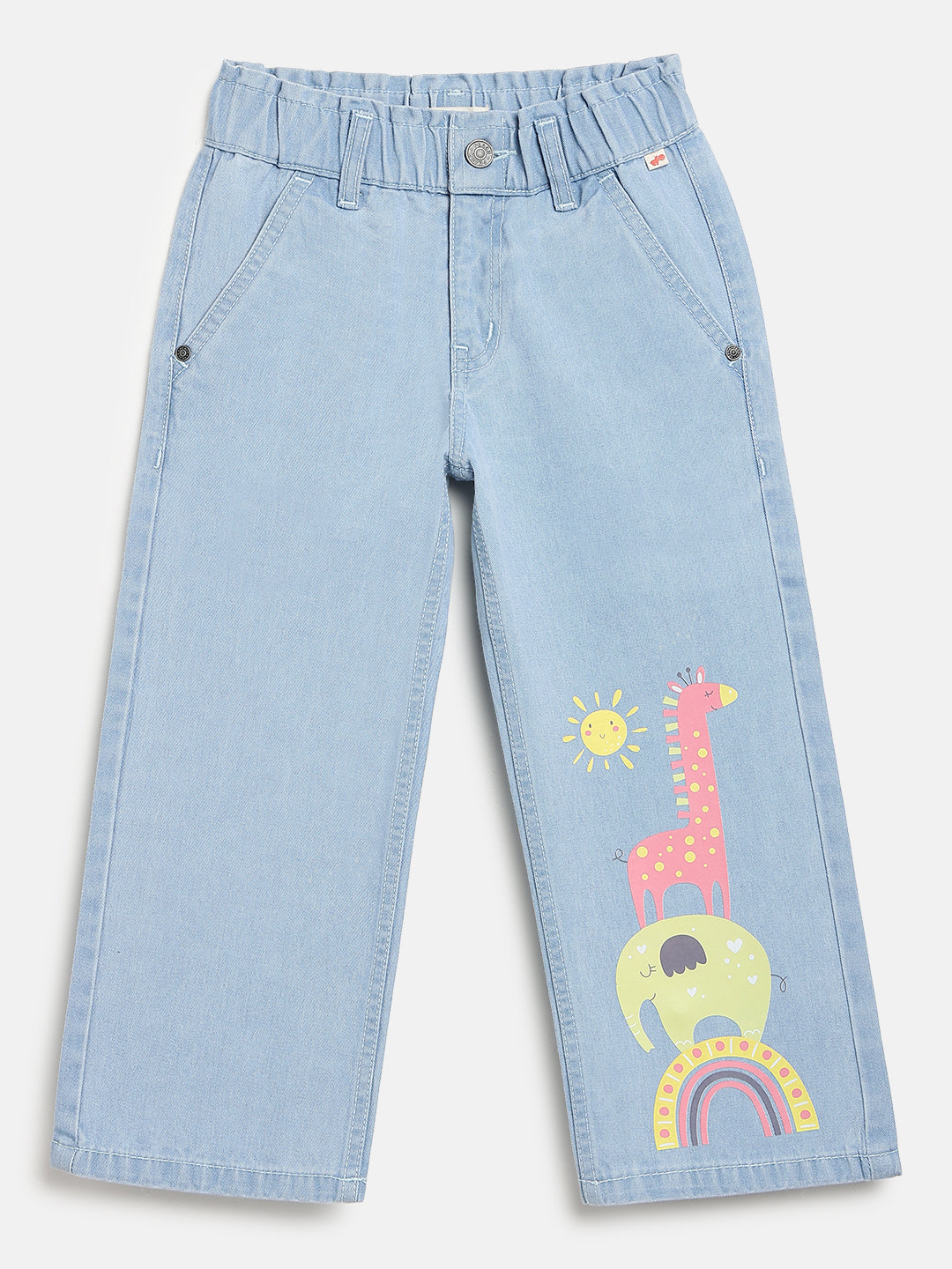 Sky Blue 100% Cotton Comfortable and Stylish Wide Leg Jeans for Girls
