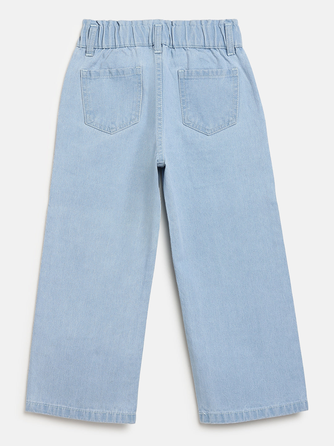 Sky Blue 100% Cotton Comfortable and Stylish Wide Leg Jeans for Girls