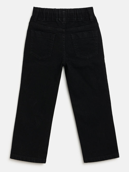 Black Cotton Comfortable and Stretchable Straight Fit Jeans for Girls