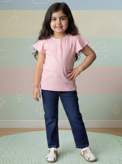 Indigo Cotton Comfortable and Stretchable Straight Fit Jeans for Girls