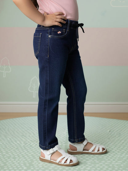 Indigo Cotton Comfortable and Stretchable Straight Fit Jeans for Girls
