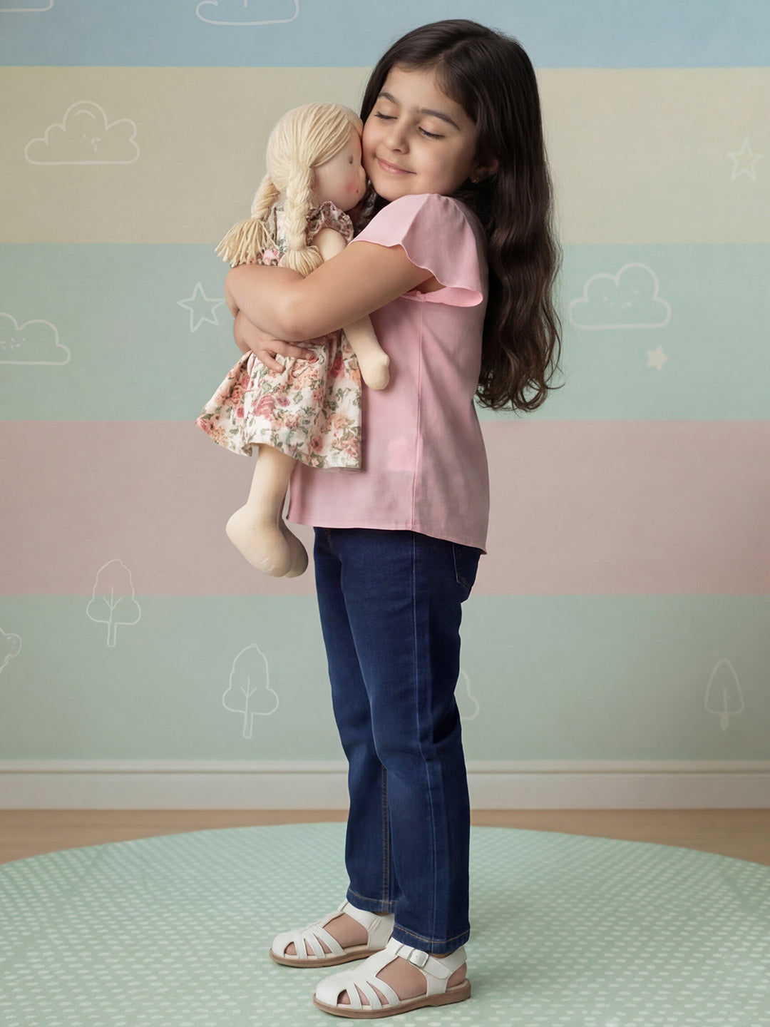 Indigo Cotton Comfortable and Stretchable Straight Fit Jeans for Girls