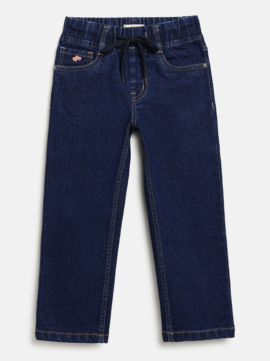 Indigo Cotton Comfortable and Stretchable Straight Fit Jeans for Girls