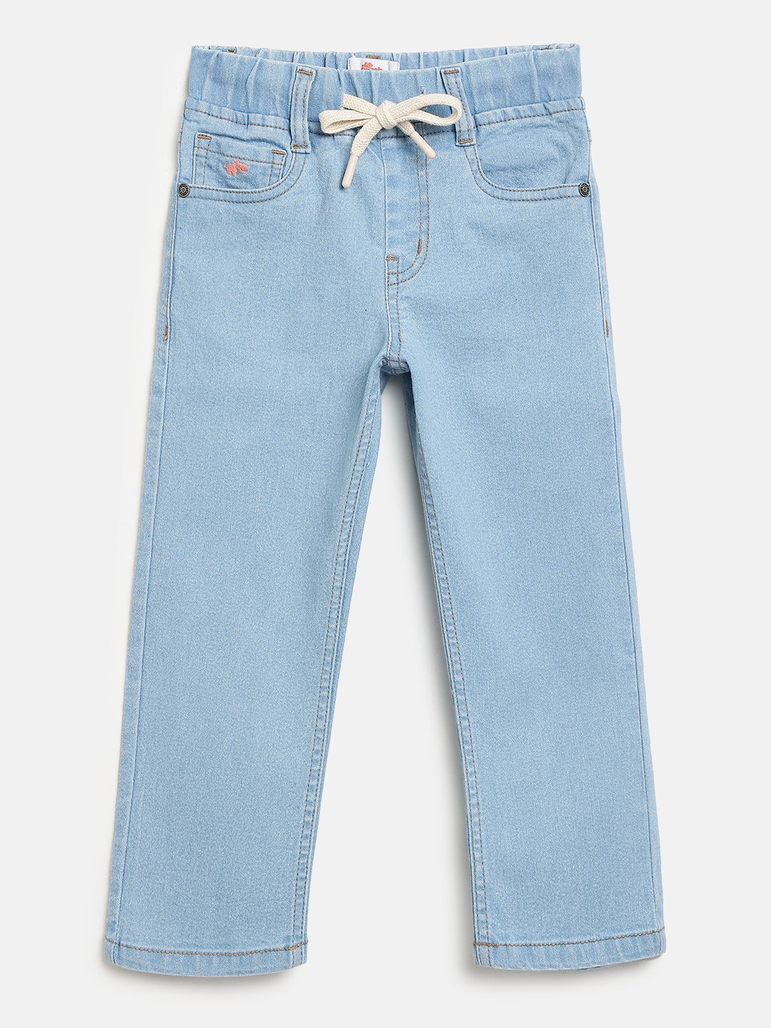 Light Blue Cotton Comfortable and Stretchable Straight Fit Jeans for Girls