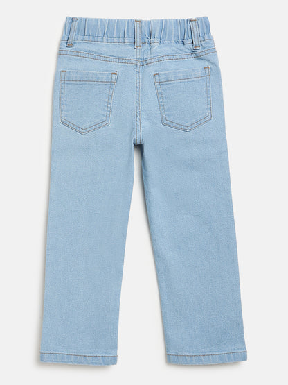 Light Blue Cotton Comfortable and Stretchable Straight Fit Jeans for Girls