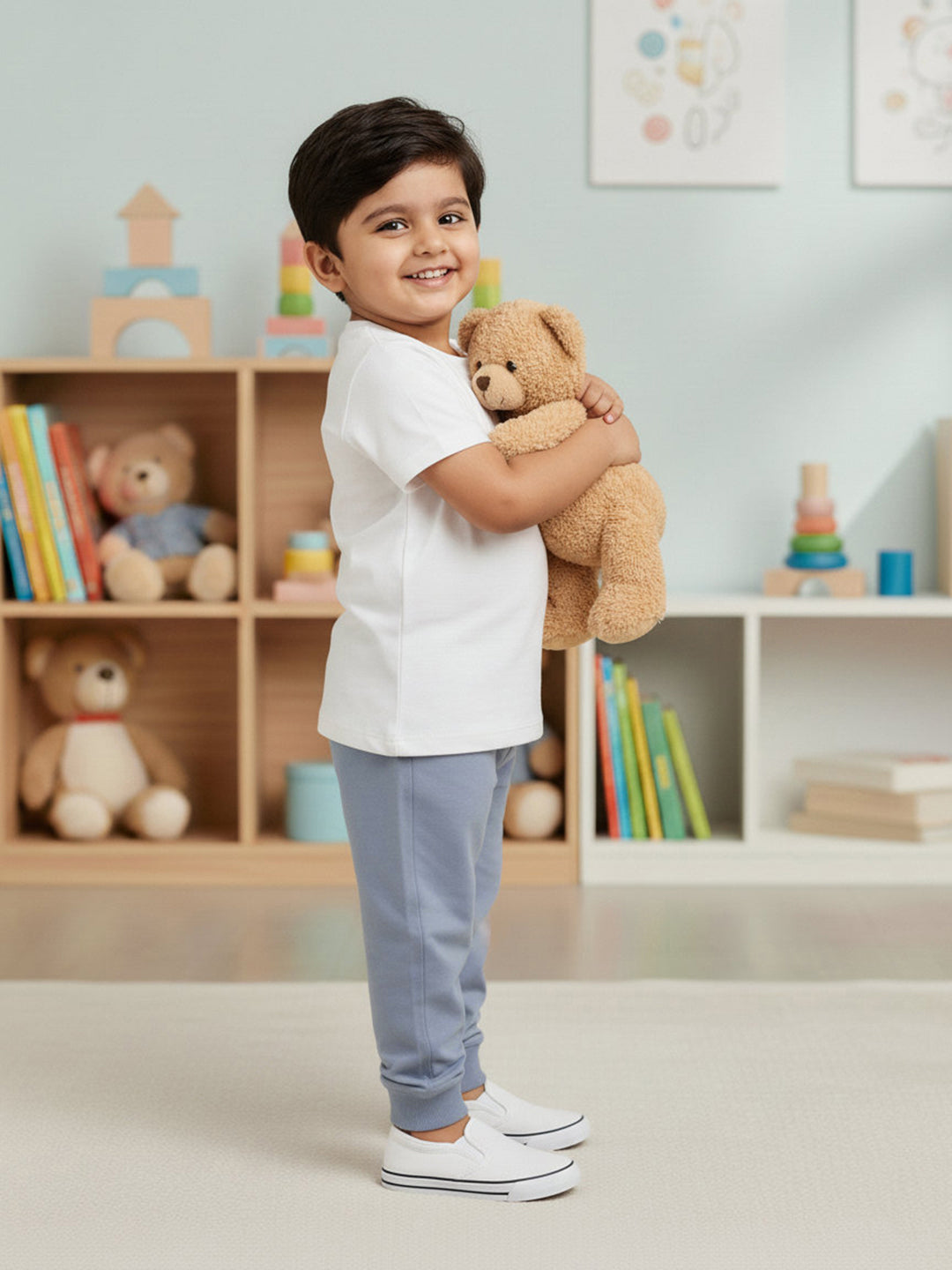 White and Green 100% Cotton Nightsuit Set