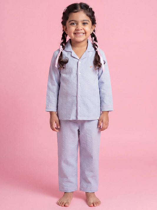 Good Night Peach Nightsuit (Blue and Pink)