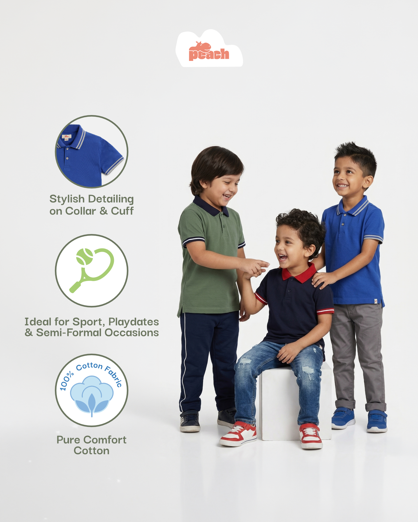 Black 100% Cotton Polo Collar T-shirt