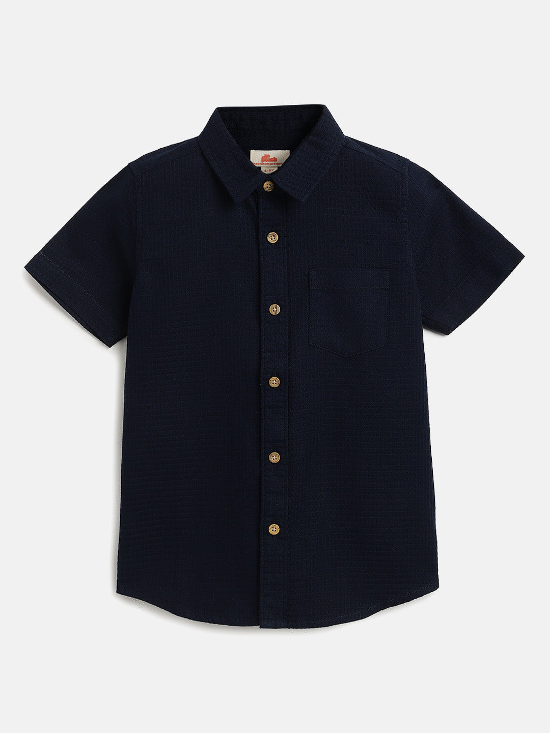 Navy Blue 100% Cotton Waffle Textured Half Sleeve Casual Shirt