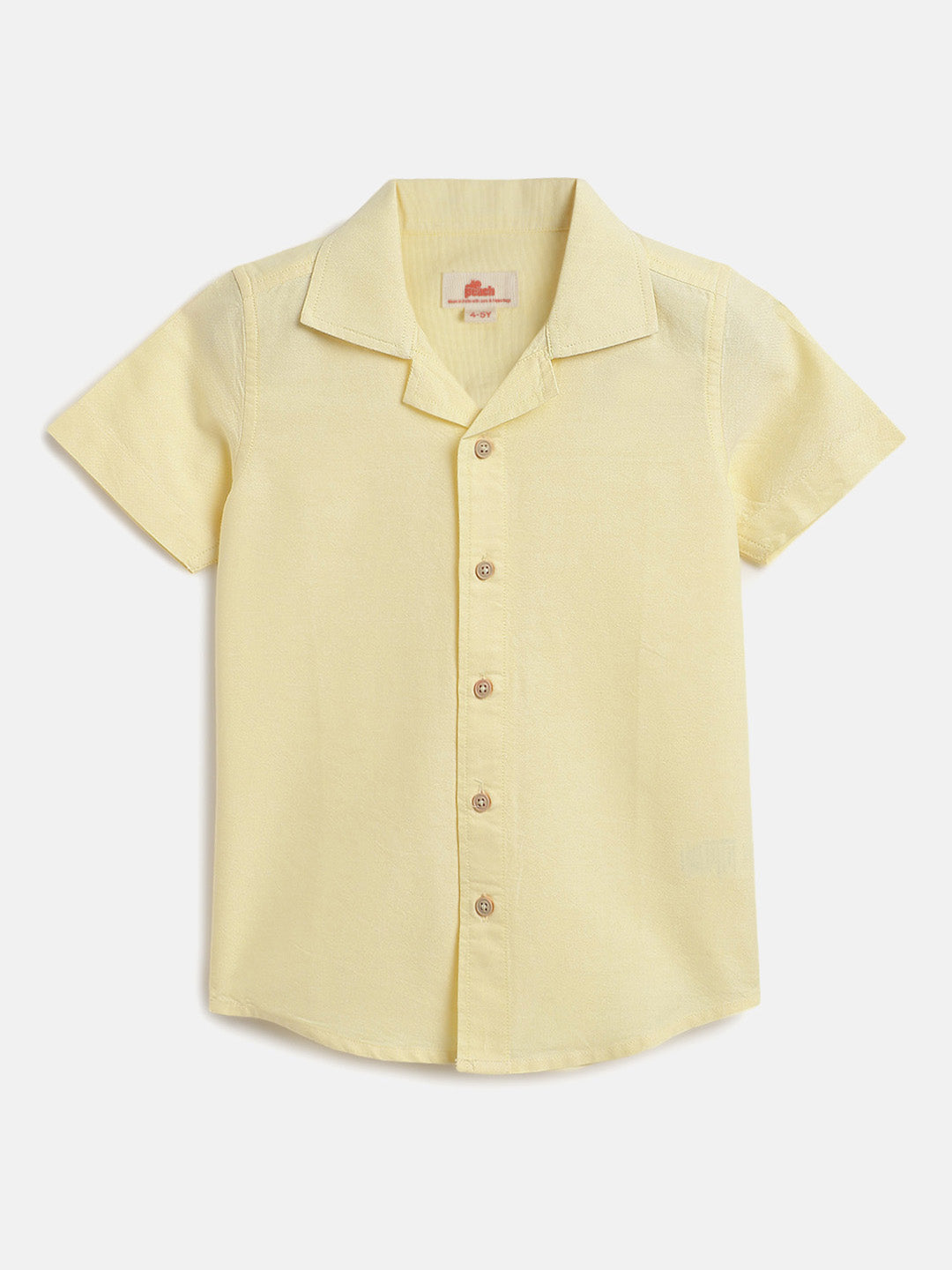 Yellow 100% Cotton Resort Collar Half Sleeve Casual Shirt