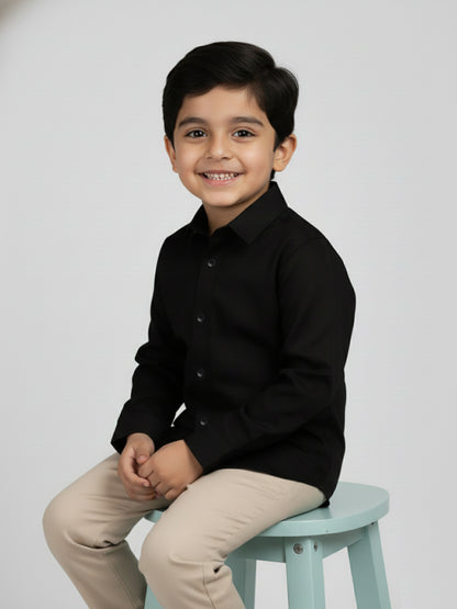 Black 100% Cotton Full Sleeve Premium Formal Shirt