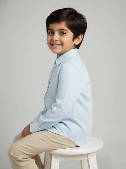 Blue 100% Cotton Full Sleeve Premium Formal Shirt