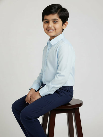 Blue Linen Cotton Blend Full Sleeve Premium Formal Shirt