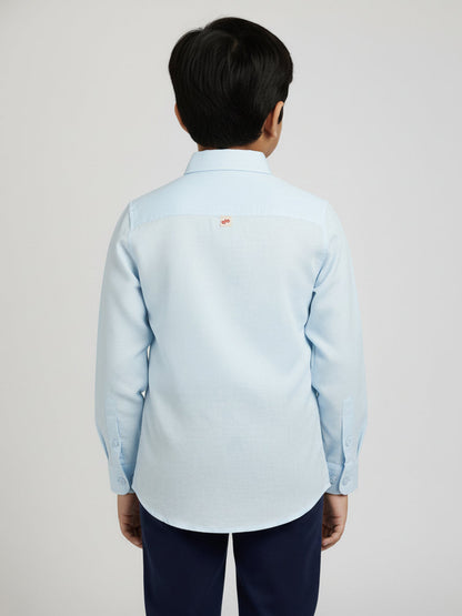 Blue Linen Cotton Blend Full Sleeve Premium Formal Shirt