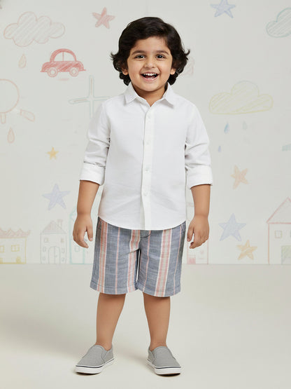 Blue and Pink Striped 100% Cotton Shorts