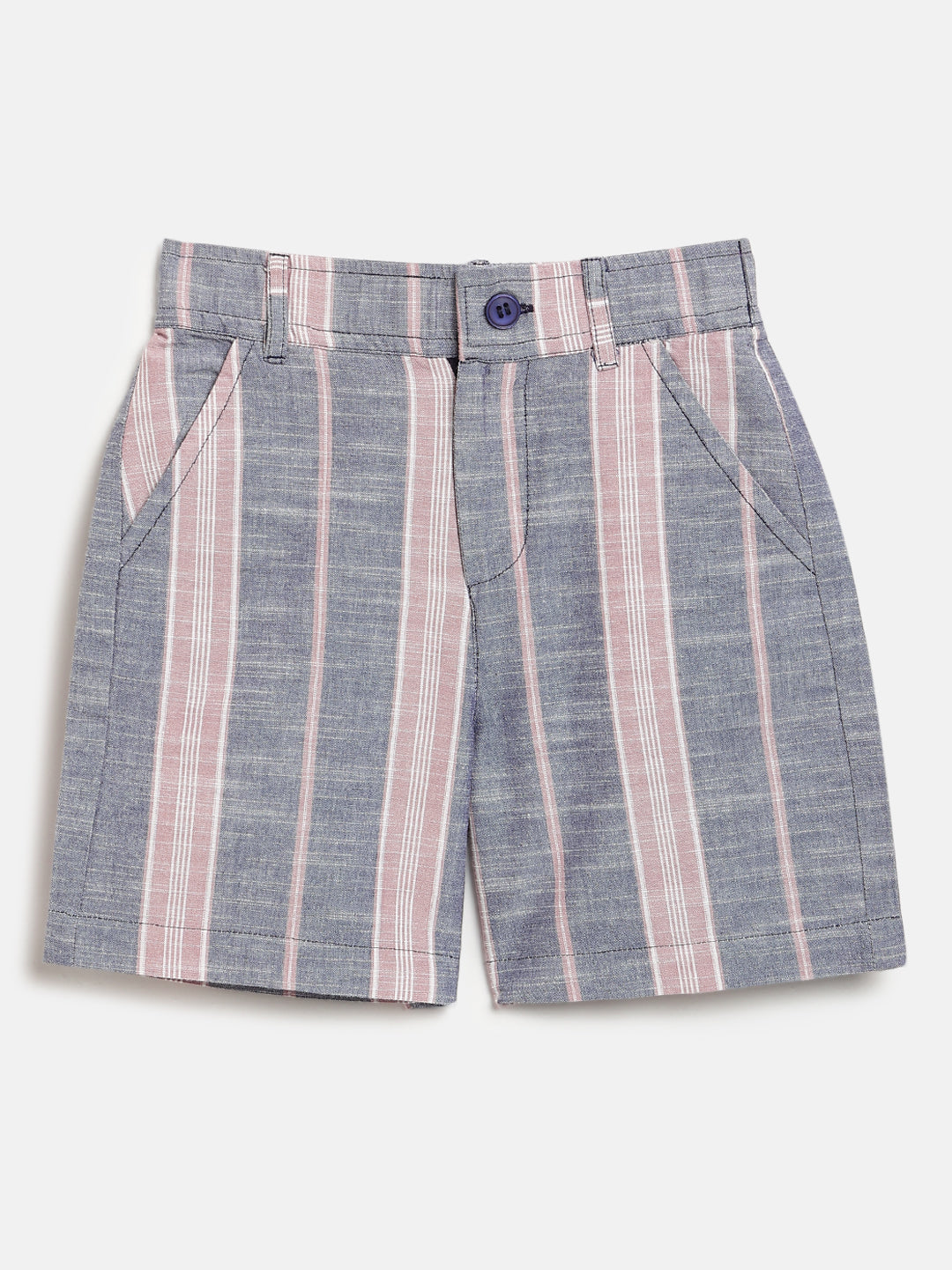 Blue and Pink Striped 100% Cotton Shorts