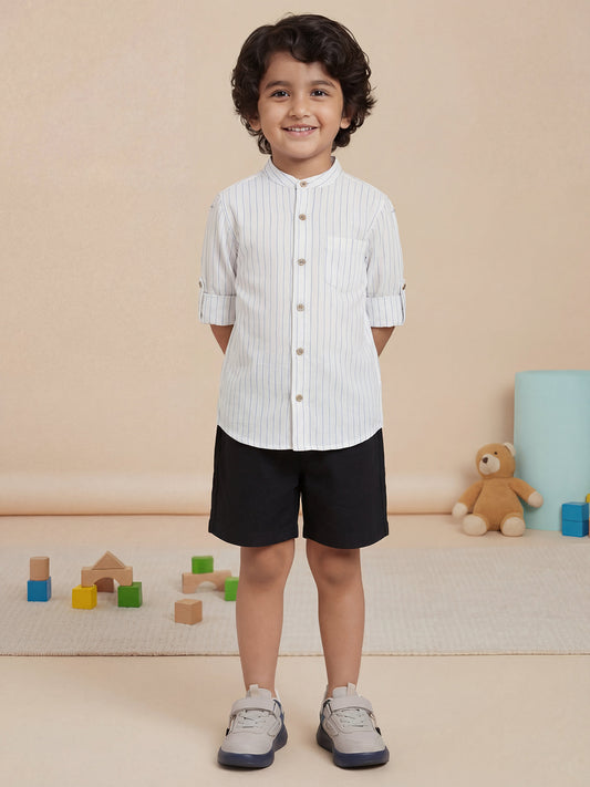 Black 100% Cotton Slub Shorts