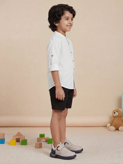 Black 100% Cotton Slub Shorts