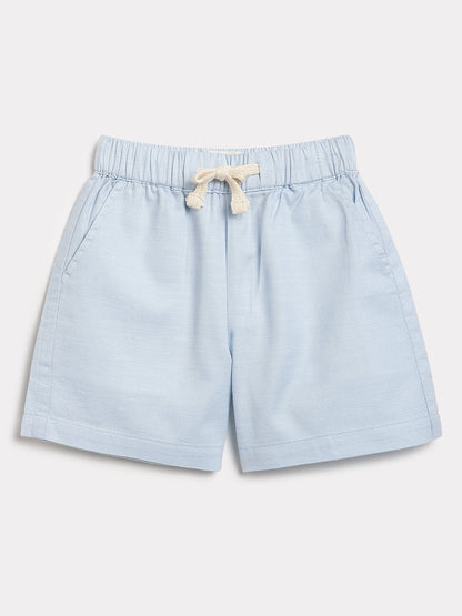 Sky Blue 100% Cotton Slub Shorts
