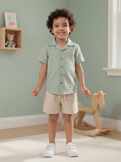 Dark Beige 100% Cotton Slub Shorts