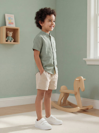 Dark Beige 100% Cotton Slub Shorts