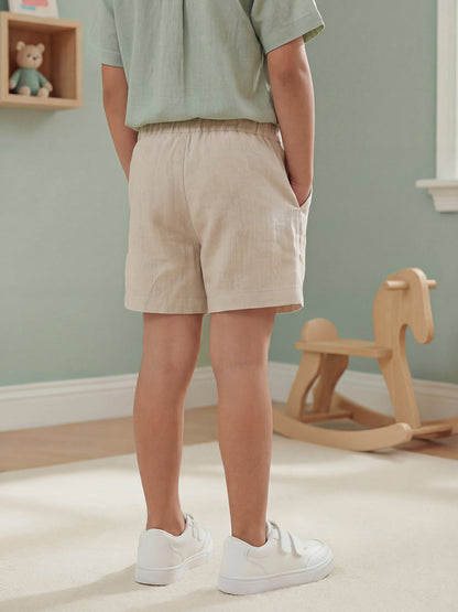 Dark Beige 100% Cotton Slub Shorts