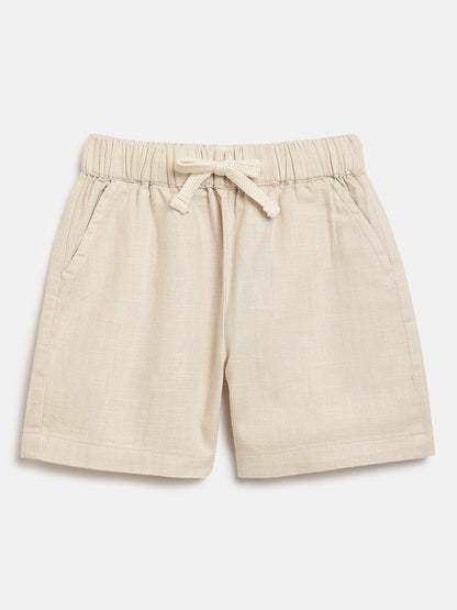 Dark Beige 100% Cotton Slub Shorts