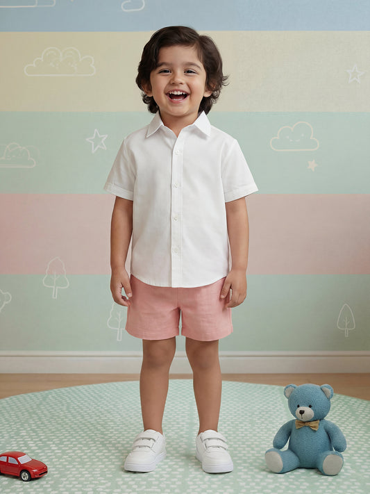 Pink 100% Cotton Slub Shorts