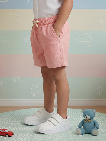 Pink 100% Cotton Slub Shorts