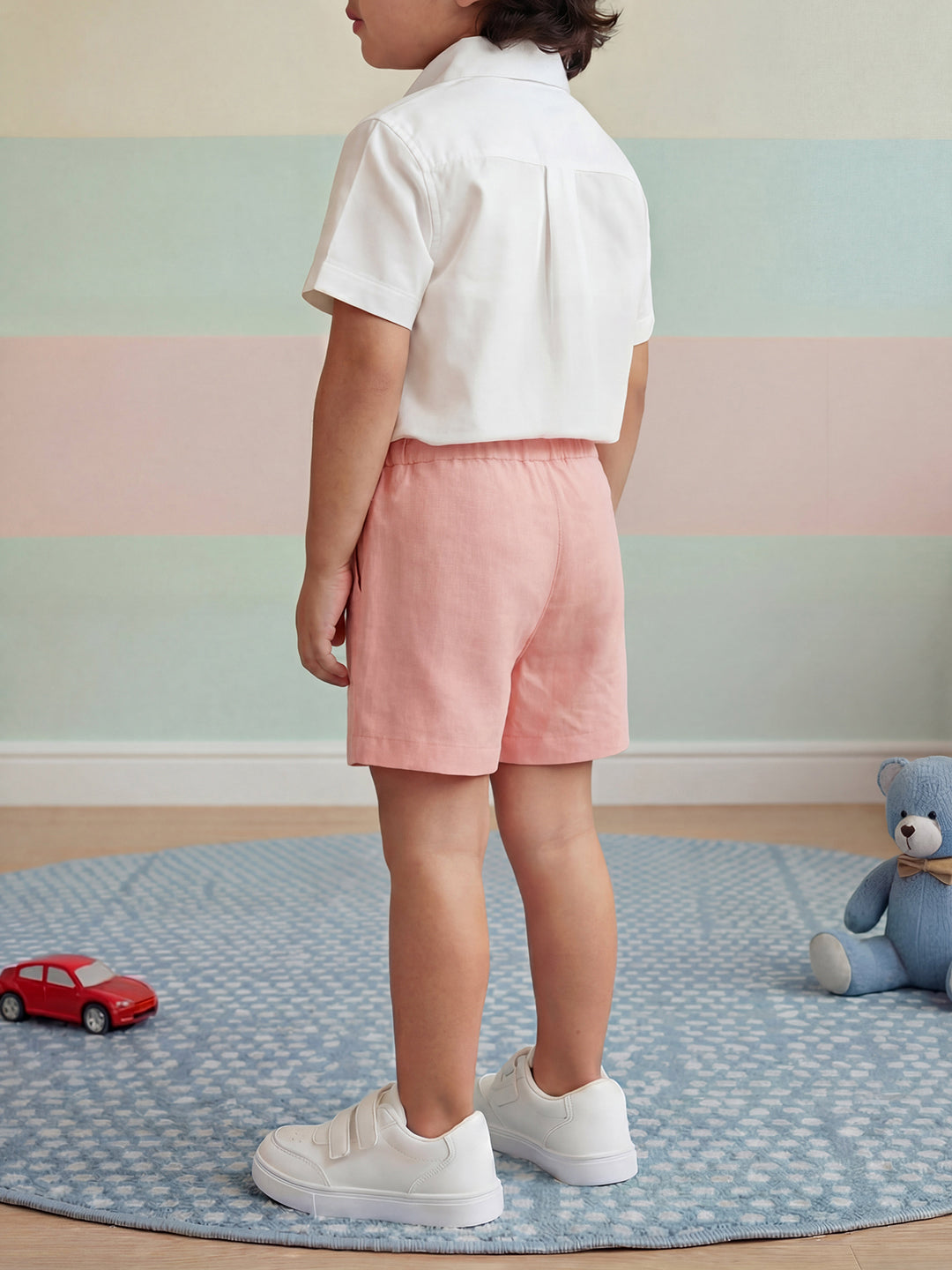 Pink 100% Cotton Slub Shorts