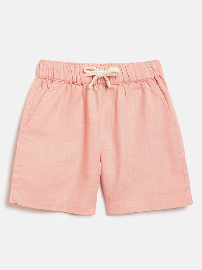 Pink 100% Cotton Slub Shorts