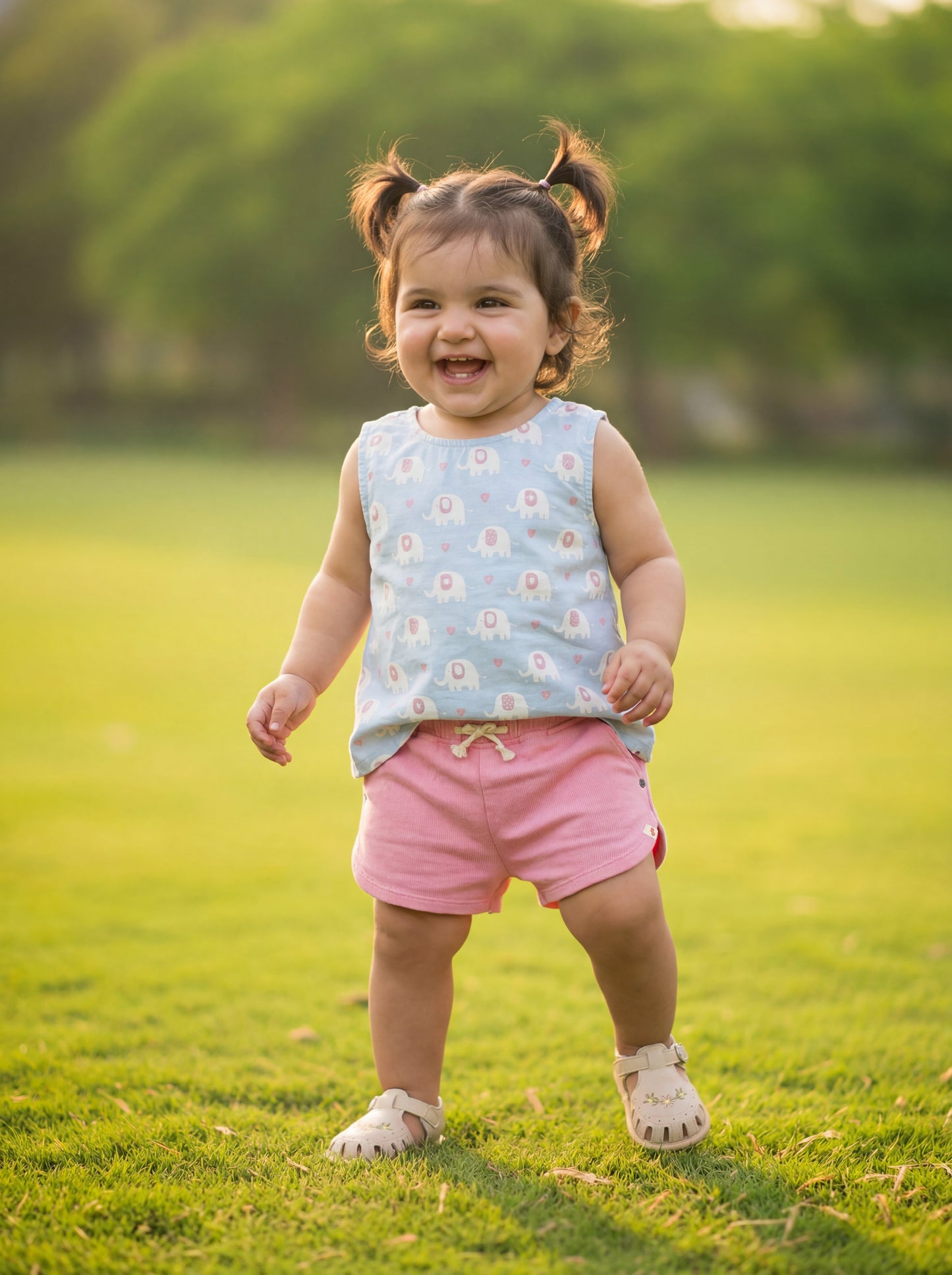 Pink 100% Cotton Denim Shorts