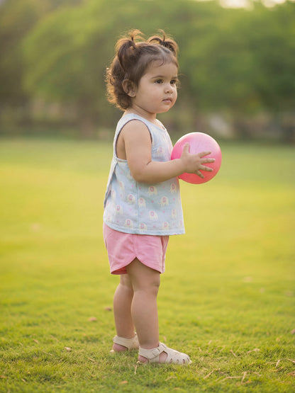 Pink 100% Cotton Denim Shorts