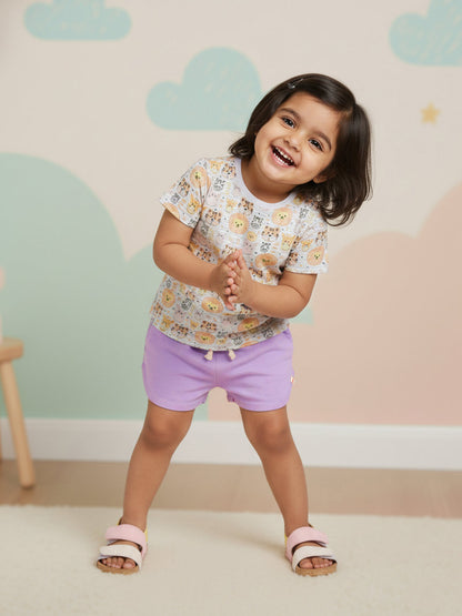 Purple 100% Cotton Denim Shorts