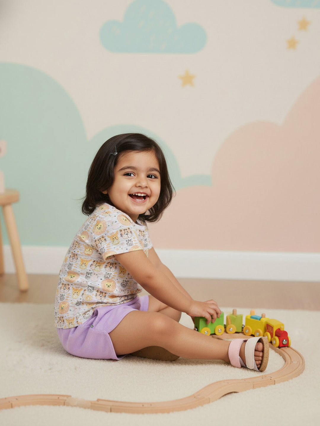 Purple 100% Cotton Denim Shorts