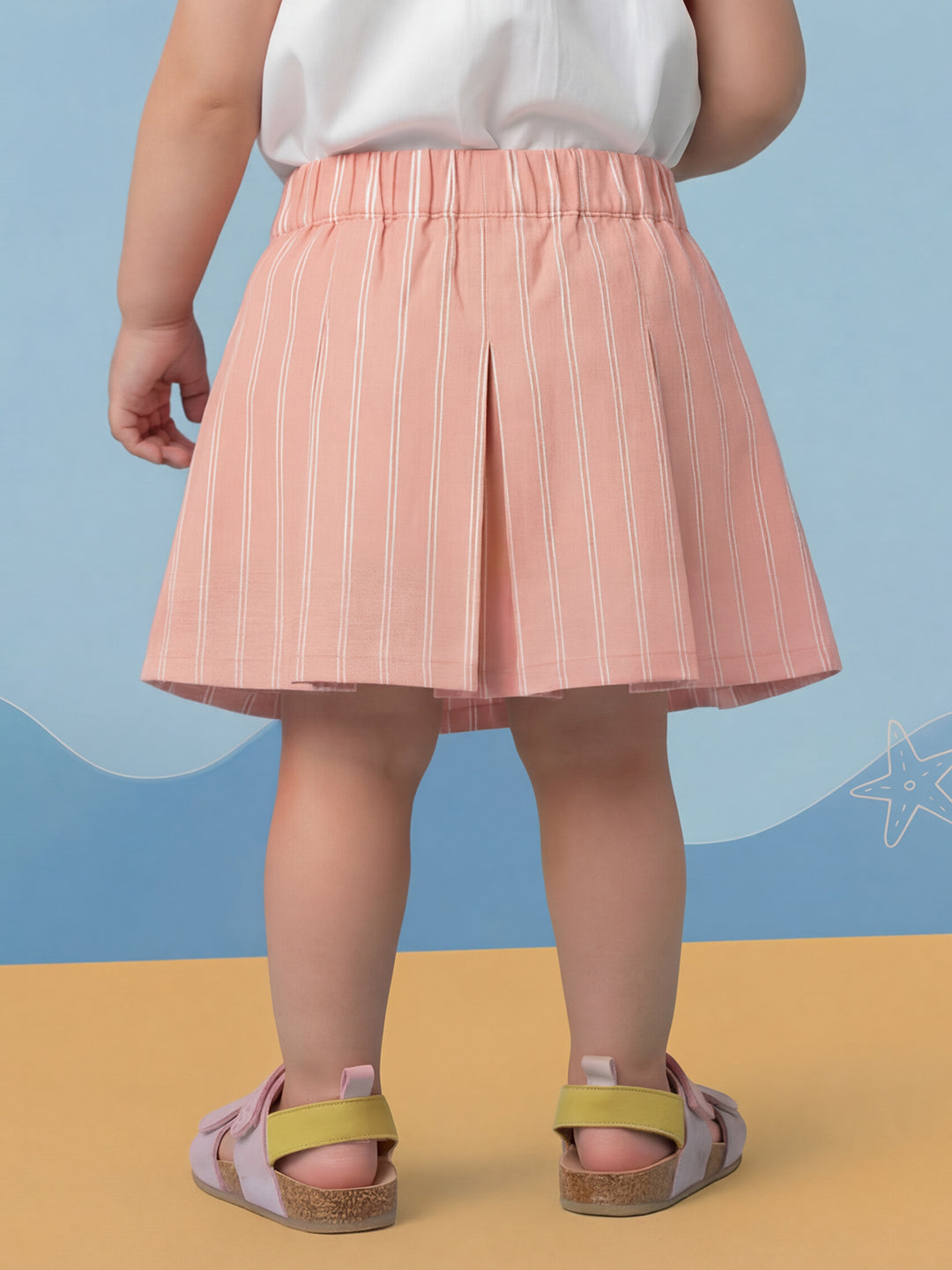 Pink 100% Cotton Striped Skirt