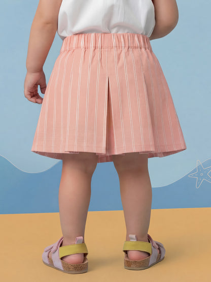 Pink 100% Cotton Striped Skirt
