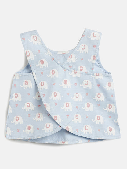 Light blue 100% Cotton Cross Back Sleeveless Top