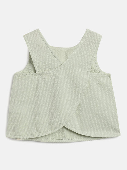 Pastel Green 100% Cotton Seer Sucker Cross Back Sleeveless Top