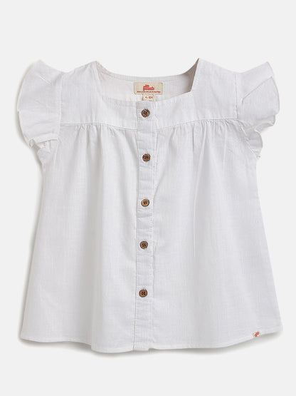White 100% Cotton Slub Top