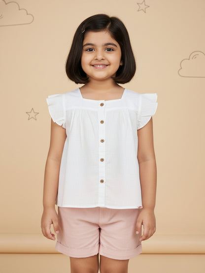 White 100% Cotton Slub Top
