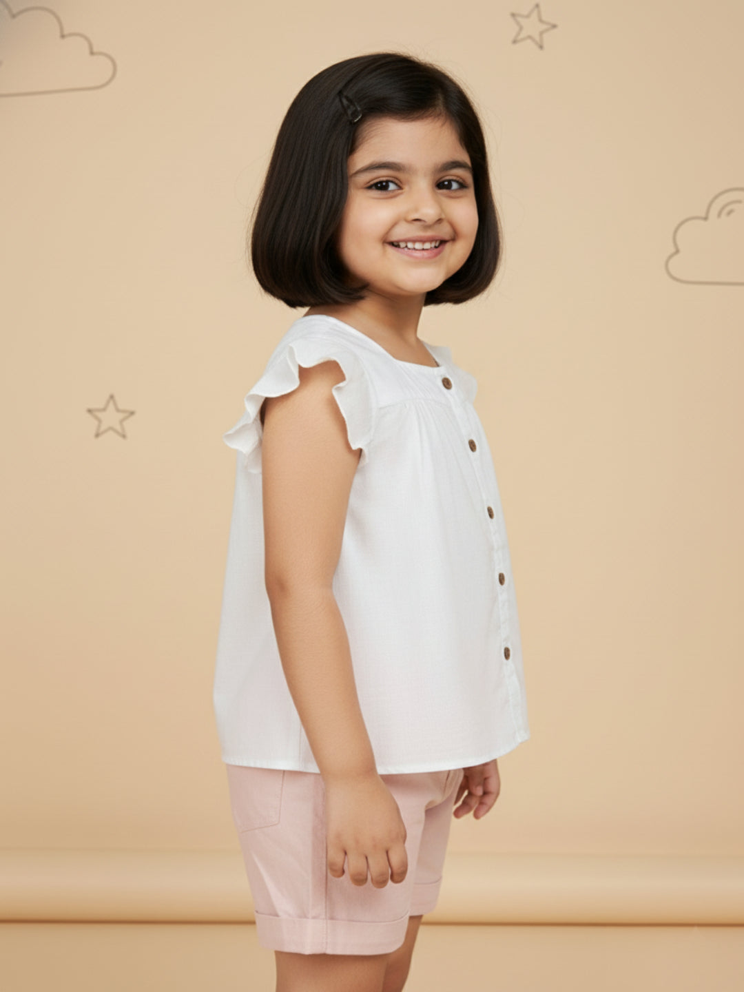 White 100% Cotton Slub Top