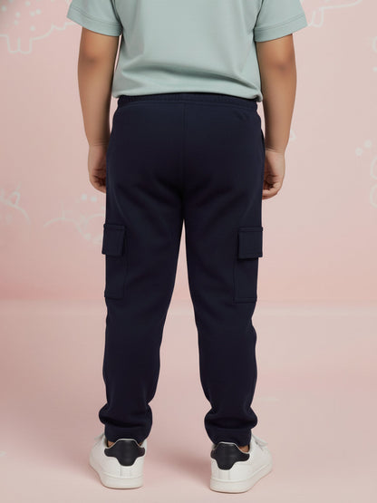 Navy Blue 100% Cotton Cargo Joggers